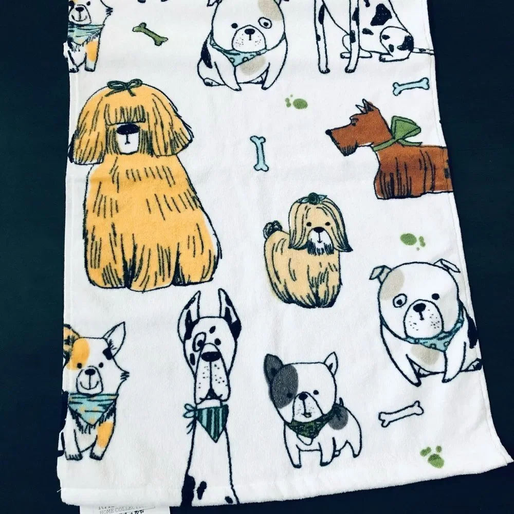 Whimsical Dog Cartoon Print 3-pc Bath Towels Set